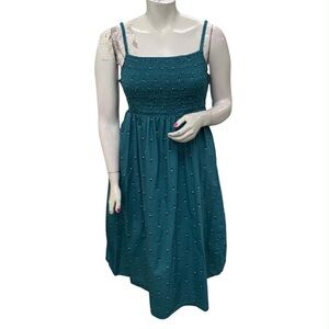 George Teal Smocked Midi Dress with Spaghetti Straps Size 2X